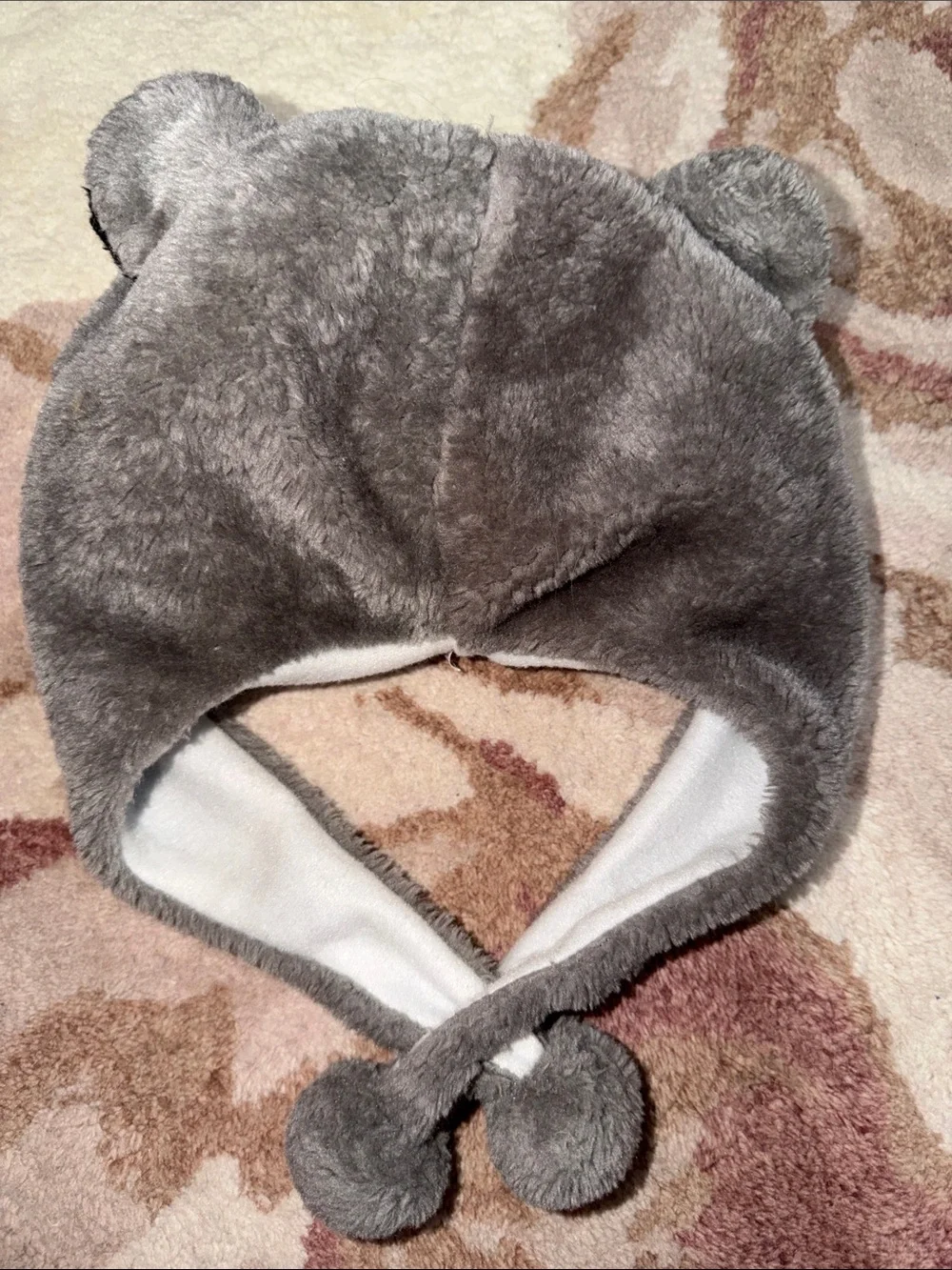 Kids Gray Raccoon Plush Hood Hat